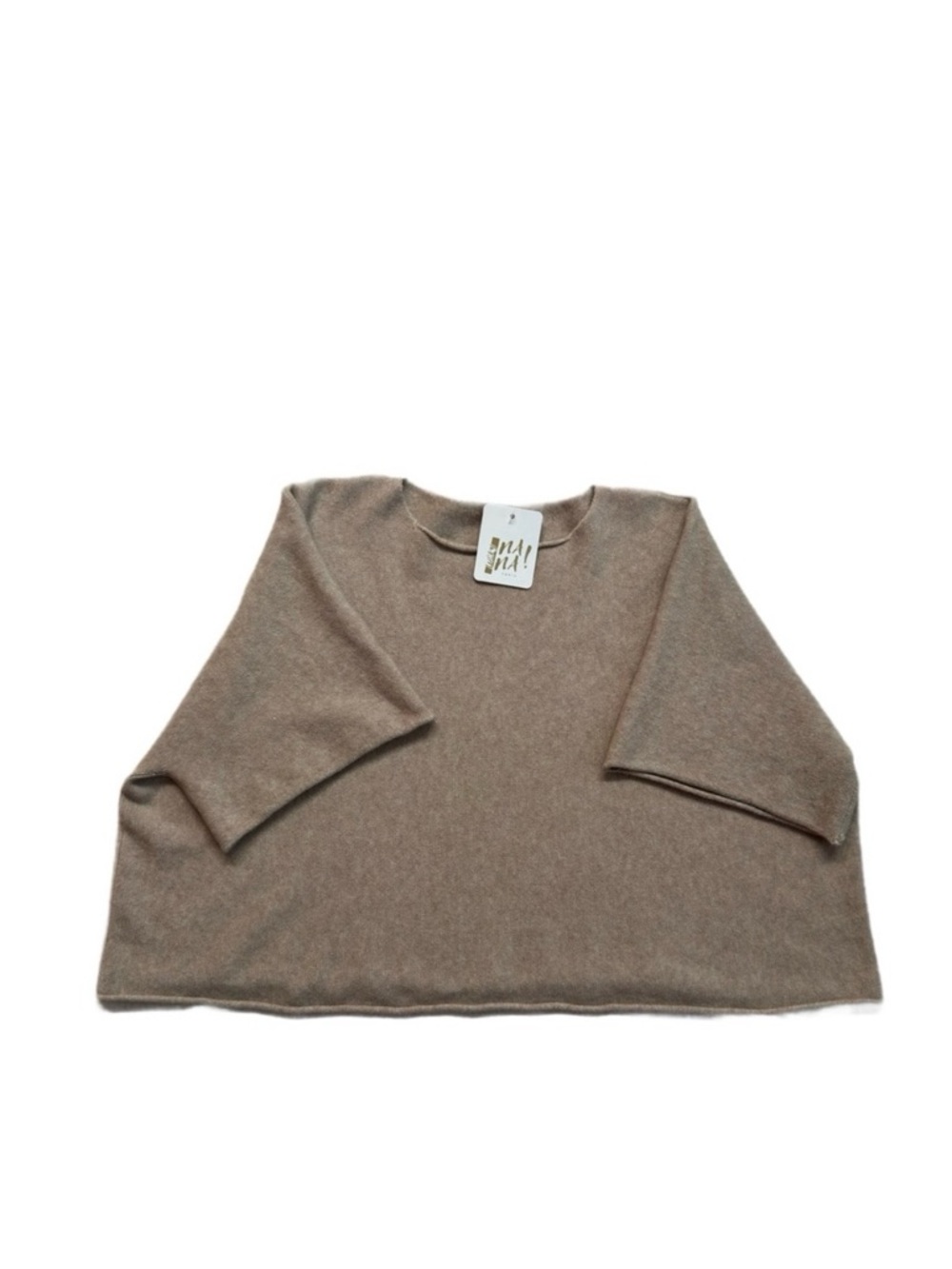 LUCKY NA NA ~ Taupe Lightweight Tan Batwing Sweater made in Paris One Size